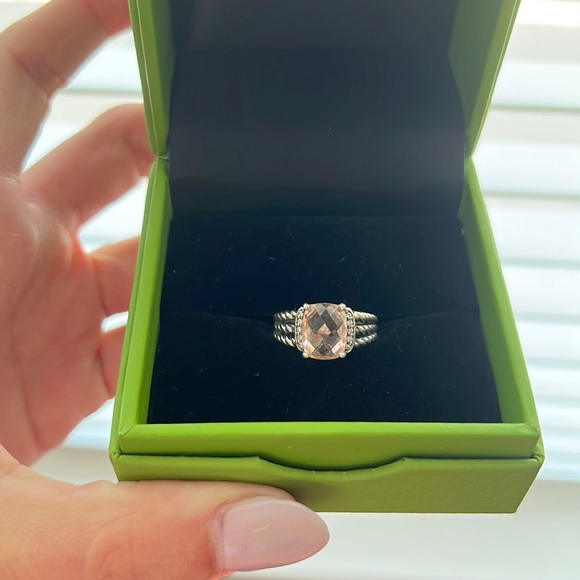 David Yurman Petite Wheaton Ring with Morganite and Pave Diamonds - Picture 2 of 9